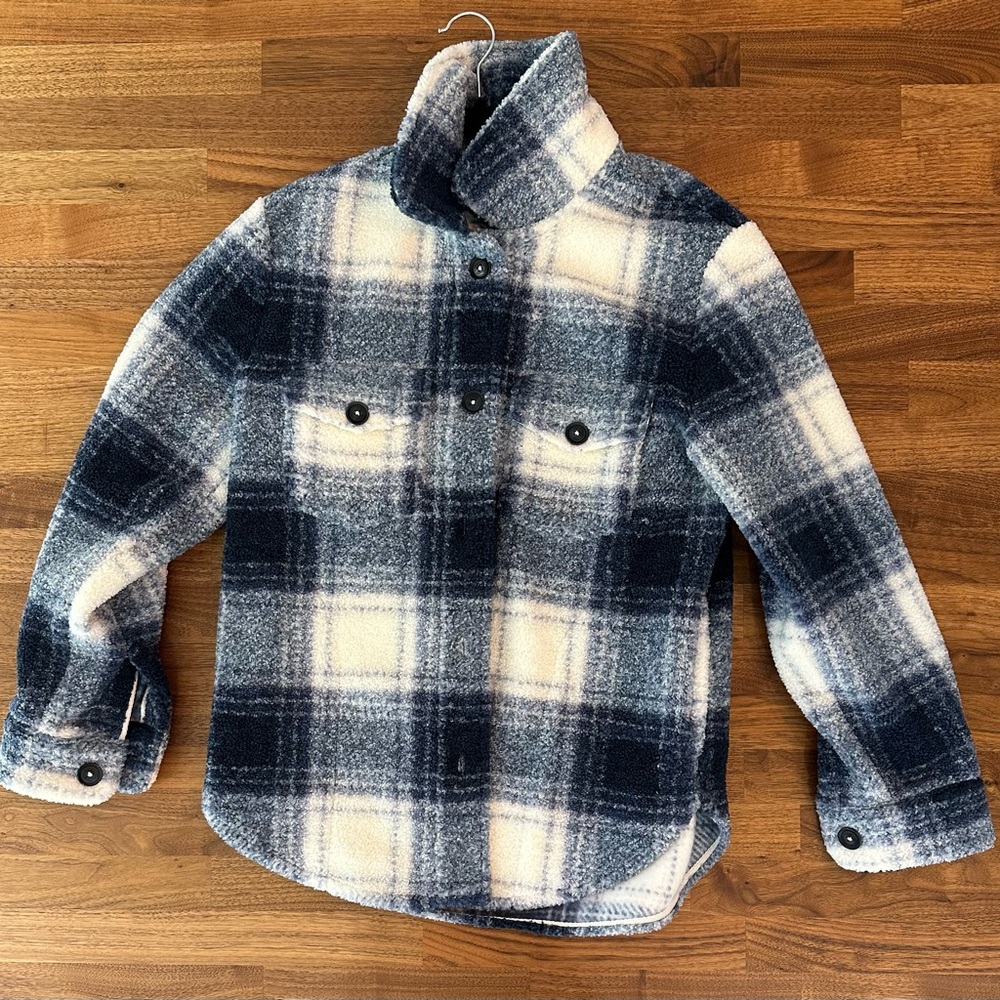Abercrombie & Fitch Navy and White Plaid oversized shacket